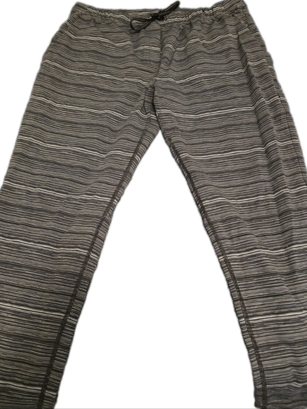Lululemon Men’s Large Surge Jogger Pants Gray Striped Drawstring Athletic